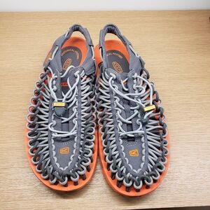 Keen UNEEK open weave shoes Grey and Orange casual sneaker sandal